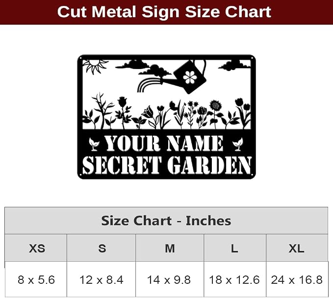 MeMate Custom Metal Decor - Personalized Flowers Garden Plaque for Women Mom Grandma, Rustic Decorations for She Shed, Potting Shed