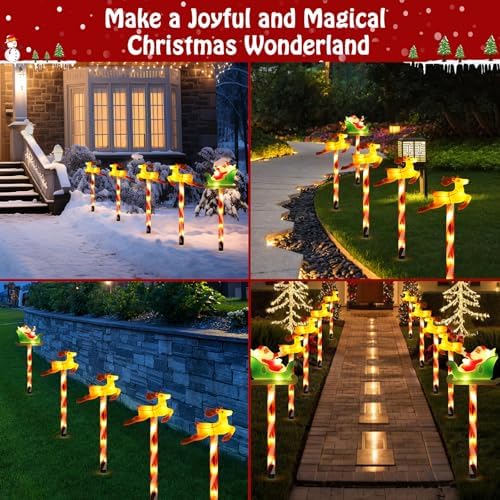 Lewondr 5 Pack Solar Christmas Pathway Lights Outdoor with 2 Lighting Modes - Image 7