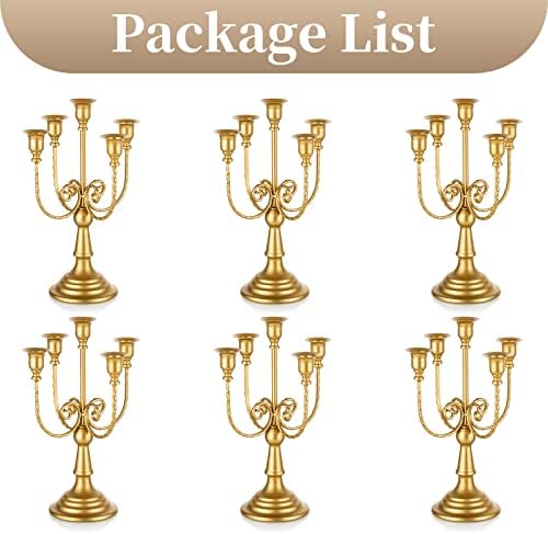 Sziqiqi Gold Candelabra Candle Holders for Wedding Centerpieces, 5-Arms - Image 6