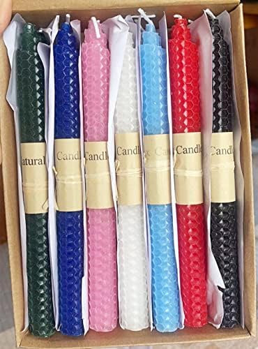 Premium Quality Beeswax Candles - 14 pack in 7 Colors - Hand-Rolled, Unscented, Dripless & Smokeless Taper Candles for Seasonal, Wedding, Home Decor & Dinner - Image 7