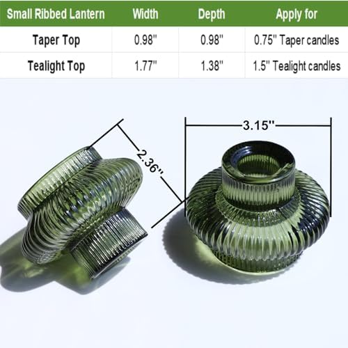 VOHO Green Taper Candle Holders Set of 6, Ribbed Glass Candlestick Holders - Image 7