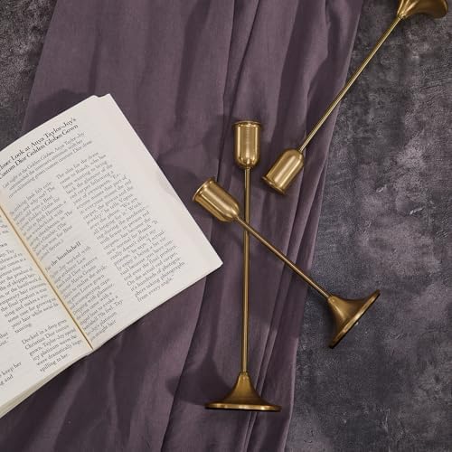 Brass Gold Candlestick Holders Set of 6, Metal Taper Candle Stick Holder - Image 6