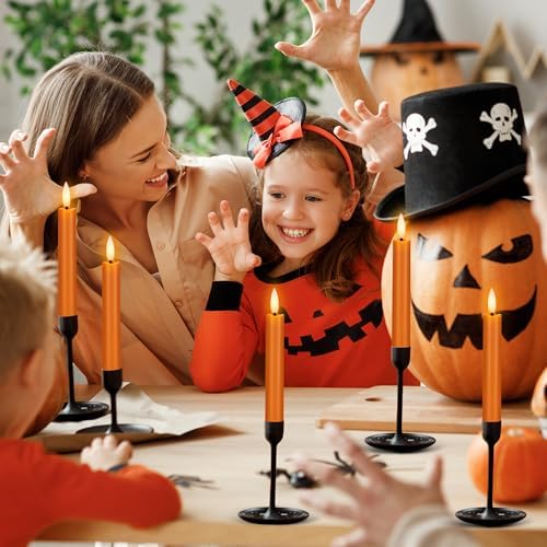 Orange Flameless Taper Candles, Fall Battery Operated Candles with Remote - Image 7