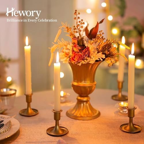 Gold Taper Candle Holder Set of 2, Hewory Short Skinny Brass Candlestick Holders, Vintage Small Low Metal Candles Sticks for Wedding Centerpieces Christmas Birthday Party Holiday Dinning Table Decor - Image 7