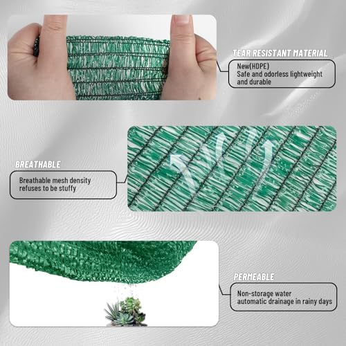 Sun Shade Cloth with Grommets for Garden, 70% 10x12ft, Dark Green - Image 6