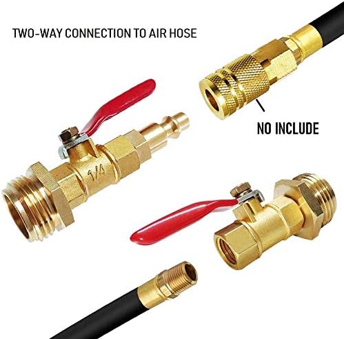 Winterize Blowout Adapter with 1/4" Male Quick Plug & 3/4" Female Garden Hose Threading, Brass Quick Fitting with Ball Valve for Blowing Out Water to Winterize Water Lines (Male+Female GHT) - Image 5