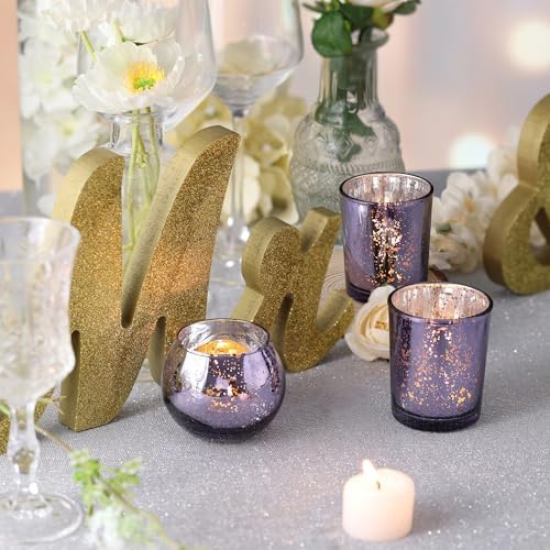 12 Pcs Assorsted Purple Votive Candle Holders for Tea Lights & Votives, Mercury Glass Candle Holder - Image 6