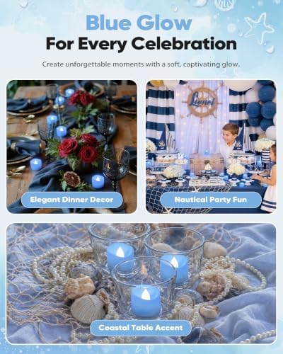 Homemory 24-Pack Light Blue Flameless Battery Tea Light Candles, 200+ Hours - Image 7