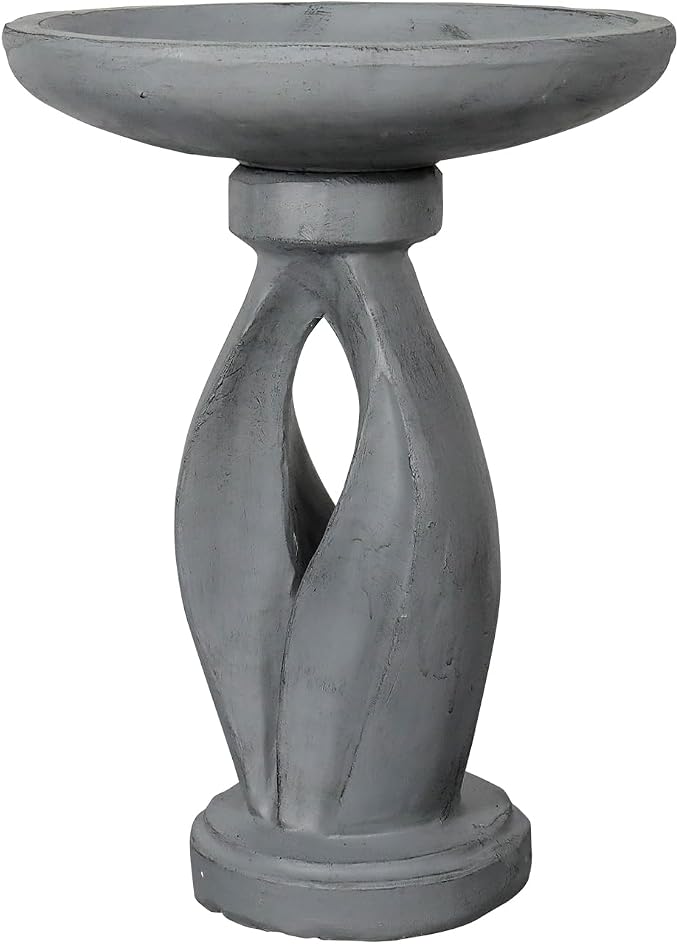 SKYFIRE 21.8" Tall Outdoor Bird Bath for Garden -Concrete Modern Freestanding Patio Birdbath, Decoration Yard Statue for Garden, Patio, Lawn -16”Dia X 21.8”H Contemporary Birdbaths with Pedestal