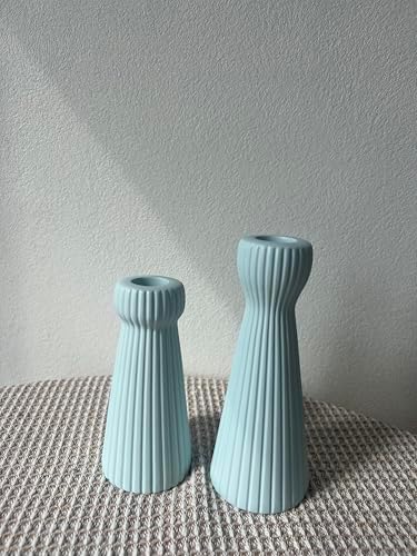 Taper Candle Holders for Candlesticks Ceramic Candle Stick Candle Holder- Set of 2 Decorative Candle Stand for Wedding Decor,Dinner Party and Table Centerpieces,Housewarming Gift Blue - Image 4