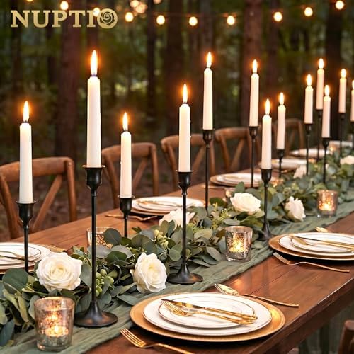 NUPTIO Black Candle Holder for Halloween: Aluminum Taper Candleholders - Image 6