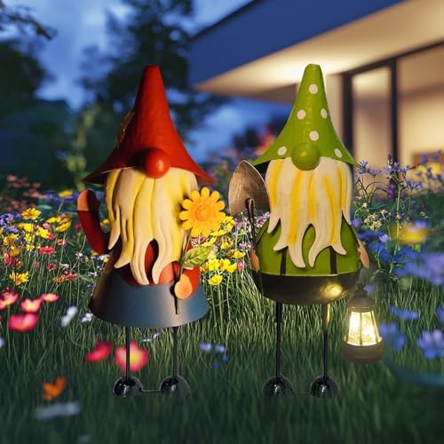 Solar Gnomes Garden Statue -18 Inch Gnomes Outdoor Decorations for Outside with Solar Lantern -Outdoor Figurine Lights for Patio Yard Lawn Porch - Image 7