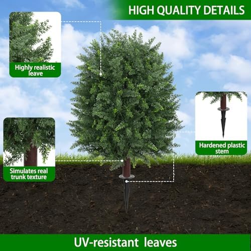 2 Pack Artificial 28.7 Inch Cedar Topiary Trees with Ground Spike - Image 6