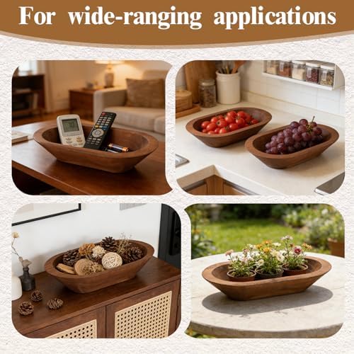 4 Pack Wooden Dough Bowls 8.5-inch Rustic-Style Dough Bowls, Vintage Design, Perfect for Table Centerpieces, Living Rooms, and Candle Making, Brown - Image 6