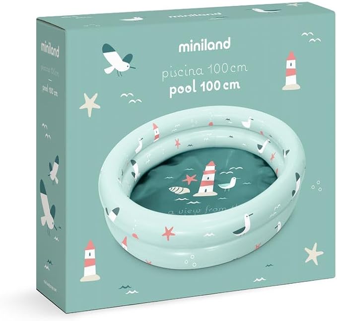 Miniland Inflatable Baby Pool Lighthouse 100 cm - Children's Pool for Outdoor Use | Compact, Lightweight and Easy to Transport | Ideal for Garden, Beach or Patio | Summer and Water Fun