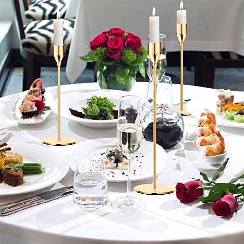 Oatnauxil Metal Gold Taper Candle Holder for Wedding, Dinning, Party, Fits 3/4 inch Thick Candle&Led Candles (Set of 6 Pcs) - Image 7