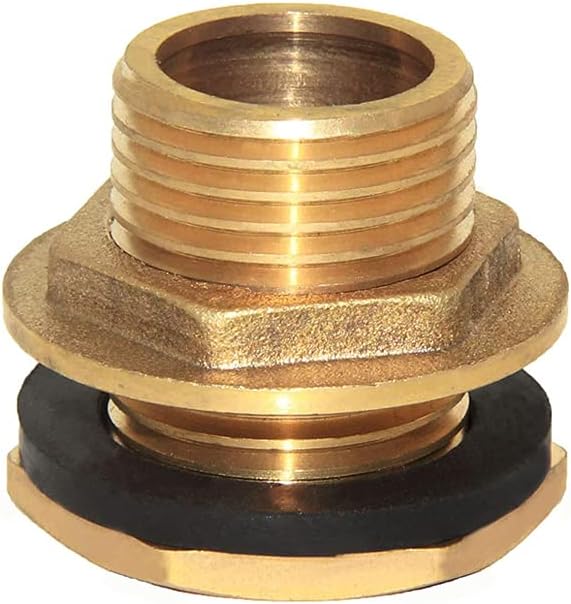 Joywayus 2PCS 3/4" Male Thread Brass Water Tank Connector Bulkhead Tank Fitting with Rubber Ring Stablizing