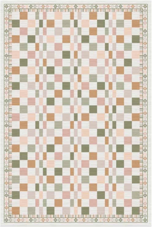 GarveeHome 2x3 Checkered Doormat Modern Colorful Orange Yellow Bordered | Carpets for Hallway Kitchen Contemporary Colorful Checkered Kitchen Mat Non-Slip Machine Washable Small Area Rug for Bathroom