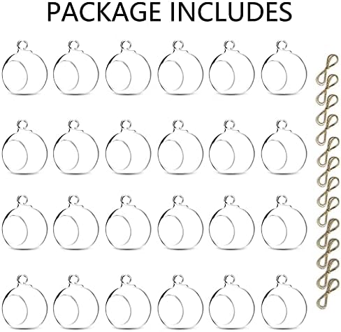 Nuptio 24 Pcs Hanging Glass Tealight Holder Globe 2.36" Diameter, Tea Light Candle Holders Wedding Christmas Halloween Home DIY Gifts, Garden Hanging Ornaments Outdoor Candle Holders - Image 7