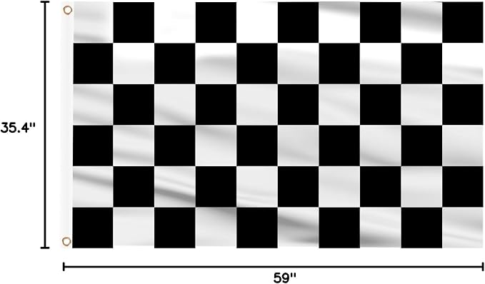 AhfuLife Checkered Flag 3x5 Ft, Large Black and White Racing Flags - Double Side with Brass Eyelets for Race Car Party, Garden Decoration Indoor Outdoor