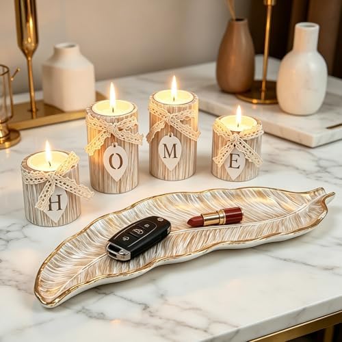 Wooden Candle Holders Centerpieces for Living Room Coffee Table Decorations - Image 7