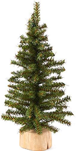 Pack of 2 Small Artificial Canadian Pine Christmas Trees by Factory Direct Craft - Mini 15 inch Pine Trees with Wood Bases - Add to Holiday Décor and Decorations in Home or Office - Image 5