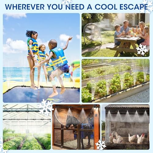 26FT Misters for Outside Patio – Outdoor Misting Cooling System with 20 Brass Nozzles, 3/4" Adapter & Water Filter, Upgraded Pre-Assembled, Large Area Cooling for Garden, Patio, Pool, Backyard