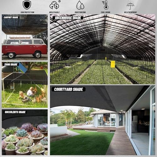 Sun Shade Cloth with Grommets for Garden, 55% 10x12ft, Black - Image 6