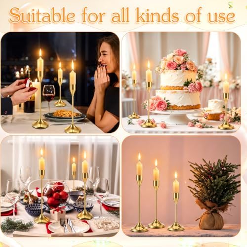 24PCS Brass Gold Candlestick Holders, Metal Taper Candle Holders - Image 7