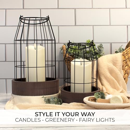 Rustic Farmhouse Lantern Decor Set of 2 - Stylish Decorative Lanterns - Image 7