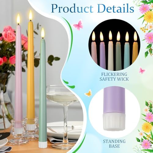 Macarrie 24 Packs Flameless Taper Candles Battery LED 11",Spring Wedding - Image 6