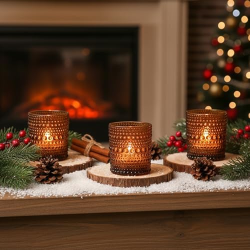 24 Pack Votive Candle Holders, Amber Vintage Tea Light Candle for Christmas - Image 7