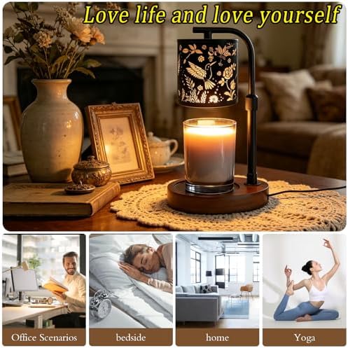Candle Warmer Lamp,Candle Warmer,Candle lamp,Gifts for mom, Valentines Day Gifts,Candle Holders for Home Decor,Wooden Base,with 2 Bulbs(Black Hummingbird)… - Image 7