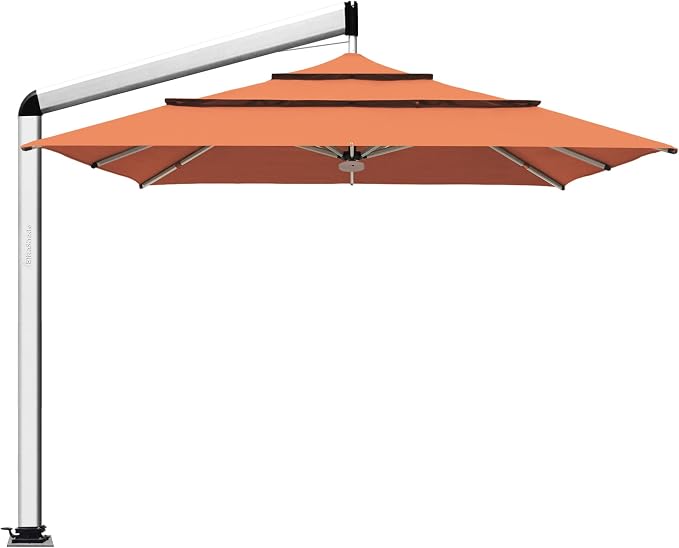 EliteShade USA Atlas 3-Tier 10x10FT Full Aluminum Cantilever Patio Umbrella for Outdoor Restaurant Garden Courtyard Deck Pool and Marketing with Light (No battery), Rust