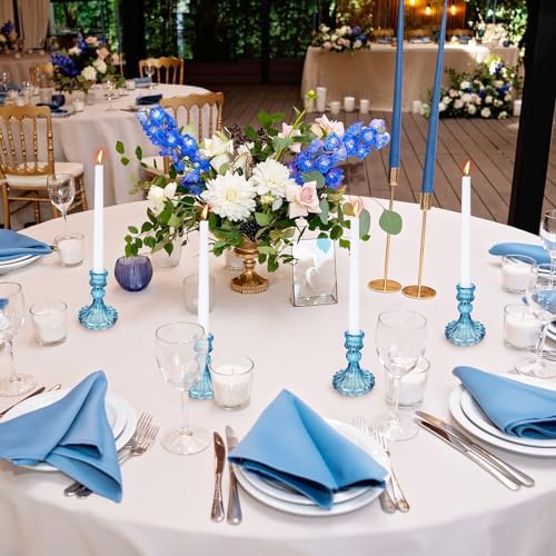 Maxcheck Set of 6 Glass Taper Candle Holders,Blue - Image 6