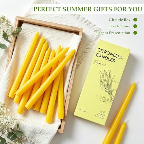 Citronella Taper Candles, 12-Pack 10-Inch Long Citronella Candle Sticks - Image 7