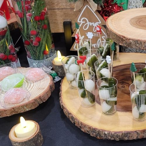 FUNSUEI 18 PCS Wooden Tea Light Candle Holders, Rustic Wood Votive Log Candle Holders, Rustic Wood Votive Candle Holder for Table Decoration, 3 Sizes - Image 7