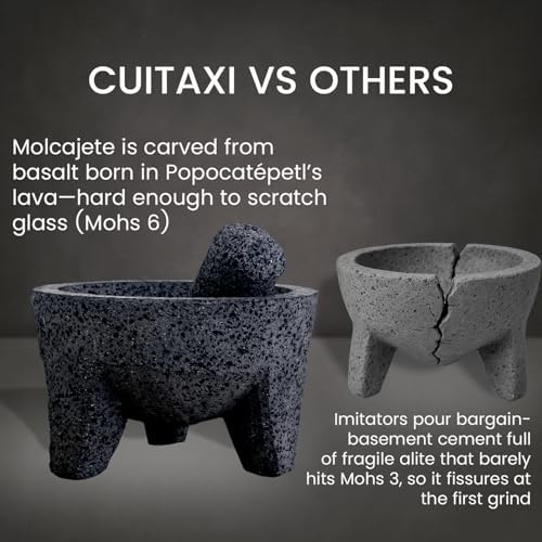 The Original Molcajete Mexicano Volcanic Rock Handmade of Authentic Lava Rock in Mexico - Molcajete de Piedra volcanica - Molcajete Mortar Pestle Bowl - Volcanic Rock Guacamole Maker
