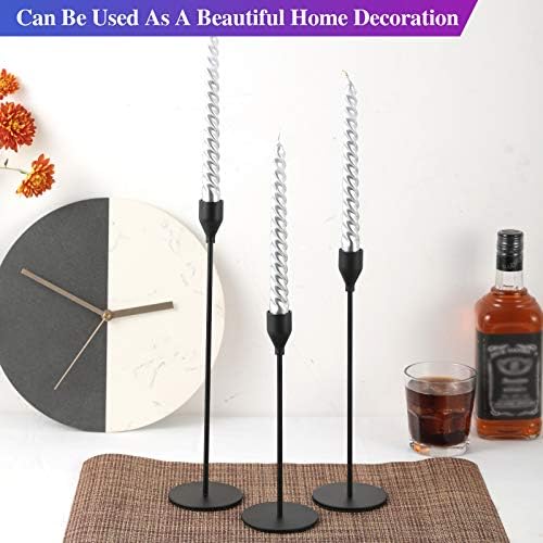 Set of 6 Black Taper Candle Holders Decorative Candlestick Holder for Home Decor, Wedding, Dinning, Party, Anniversary (Black) - Image 7