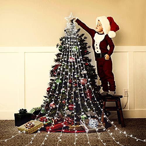 Outdoor Christmas Decorations Star String Lights, 320 LED 11.5 ft Waterfall Tree Lights with 8 Lighting Modes Christmas Star Lights for Indoor Outdoor Yard Home Festival Party Xmas New Year Decor - Image 7