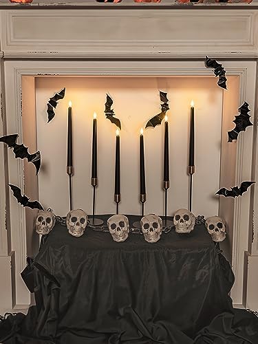 Homemory 12 Pcs Black Flameless Taper Candles Flickering, NO Remote, 11 Inches Taper Candles Battery Operated, Realistic Electric LED Candlesticks Made of Plastic for Halloween Party Home Decor - Image 6