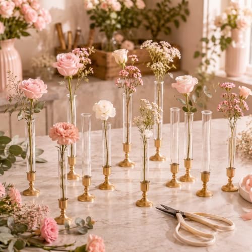 20 Pack 5.9" Glass Bud Vase Taper Candle Holder - Image 6