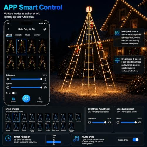12FT Santa Climbing Ladder Flagpole Smart Christmas Lights Outdoor - Image 6