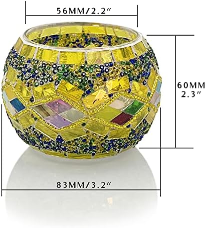 SHMILMH Glass Candle Holder Set of 4, Diwali Gift Votive Candle Holders Handmade Mosaic Glass Tealight Holders Diwali Christmas Table Decorations for Home - Image 7