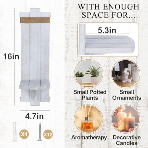 Alphatool Handmade Wooden Candle Sconces Set of 2 Farmhouse Wall Decor - Image 6