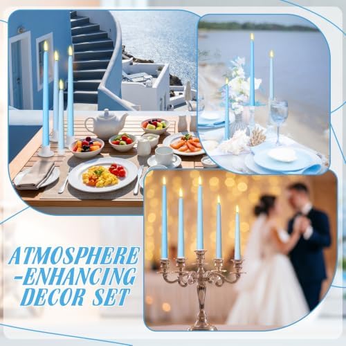Rossesay 16 Pcs Ocean Blue Flameless Taper Candle with Remote Timer - Image 7