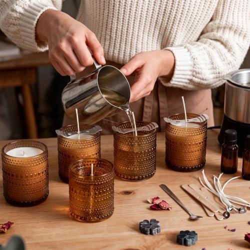 DARJEN 12 Pcs 8oz Glass Candle Jars with Lids, Candle Tins-Amber - Image 7