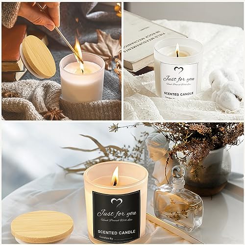 CONNOO 8 Pack 14 OZ Frosted Glass Candle Jars with Bamboo Lids - Image 6