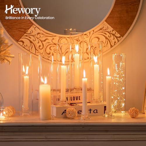 Hewory Hurricane Glass Candlestick Holders : 2 Pcs Clear Taper Candle Holders for Candlesticks - Hurricane Glass Candle Stick Candle Holders Bulk for Table Centerpiece Wedding Christmas Home Decor - Image 6