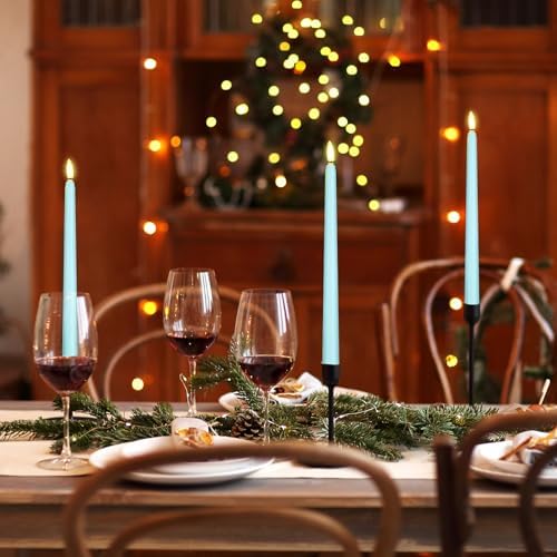 Macarrie 24 Packs Flameless Taper Candles Battery LED 11",Teal - Image 6